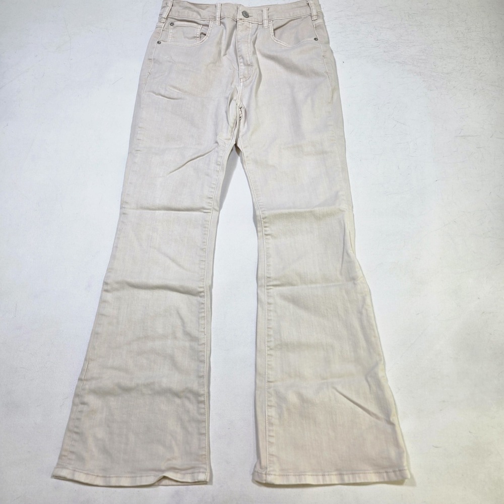 Pilcro The Icon Flare Jeans 30 Cream High Rise Wide Leg Anthropologie Denim